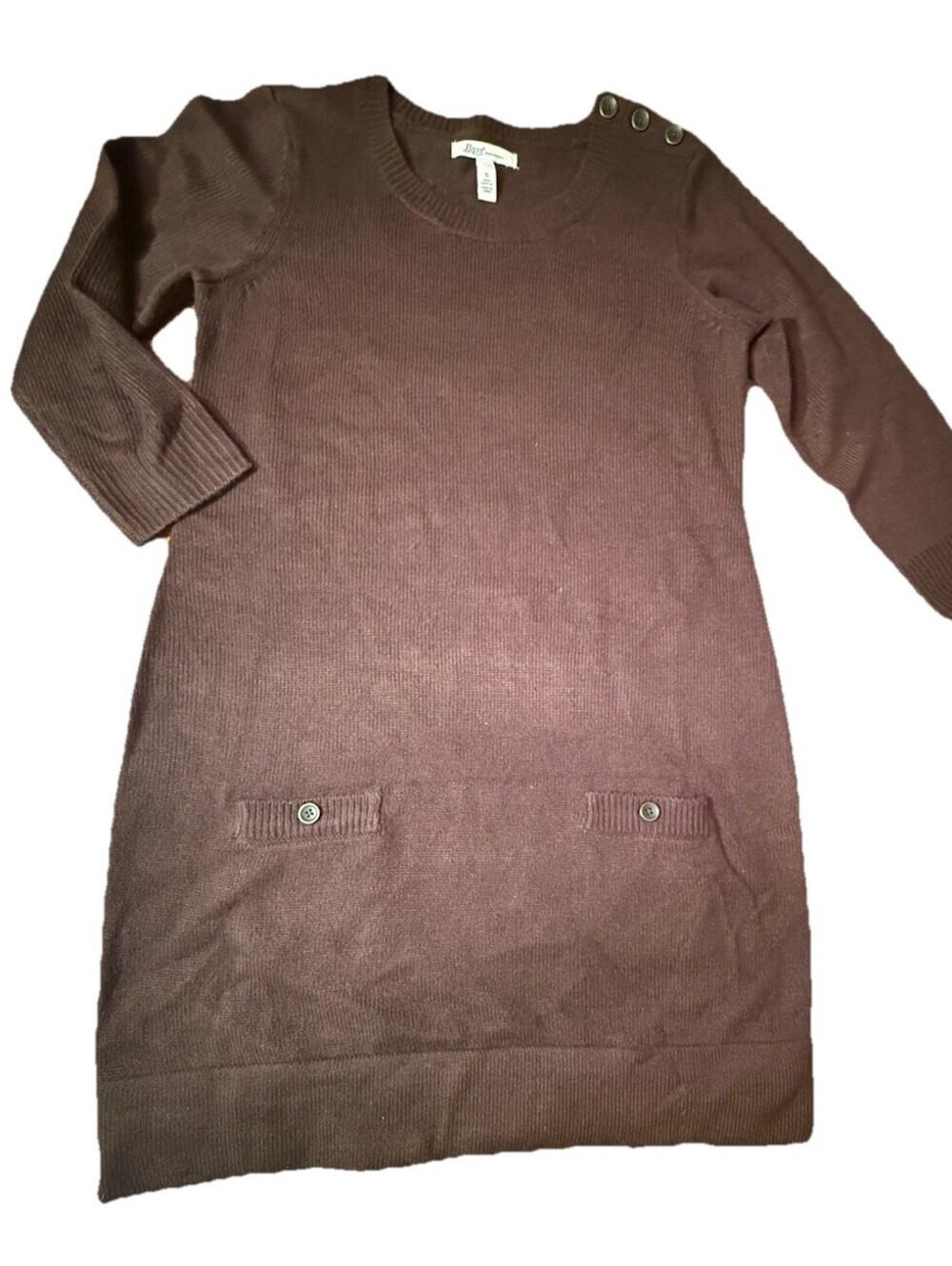 G.H. Bass Co. Women’s Sweater Knit Dress Chocolate Brown Small Pockets